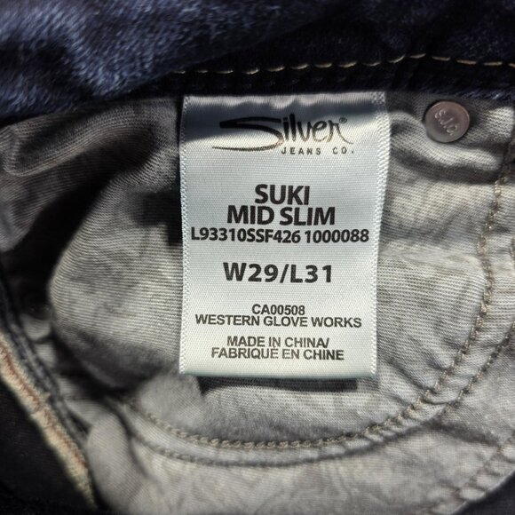 Silver Jeans Suki Jeans Womens 29x31 Blue Mid Slim Stretch Denim Classic Pockets - Picture 6 of 11